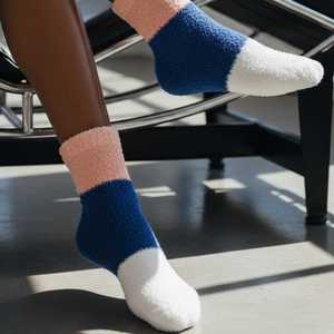 Jack and Jill Pink and Blue Fuzzy Footie <b>Socks</b> <b>Soft</b> Plush Cozy Winter Slipper <b>Socks</b> Warm Home Lounge for Women Girls - Product Image 5