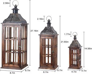 Lanterne en bois écologique et élégante pour la décoration de table de mariage avec couvercle en verre et support pour bougie - Product Image 3