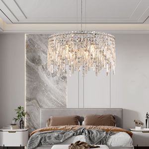Lampadario di Lusso in Cristallo Argento da 24 Pollici, Lampada a Sospensione Rettangolare Contemporanea per Sala da Pranzo e Soggiorno - Product Image 4
