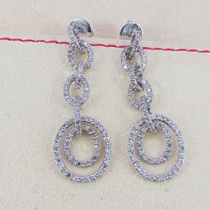 Pendientes colgantes de lujo de plata de ley 925 con diamantes blancos naturales redondos, joyería fina hecha a mano para fiesta, regalo para mujer, 1.43 quilates en total - Product Image 6