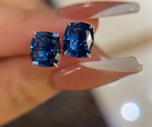 Trendy 925 Moissanite Noble Cushion Cut Montana <b>Blue</b> Sapphire <b>Earrings</b> Cushion Cut White Gold Plated <b>Earrings</b> for Women's - Product Image 4