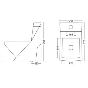 Inodoro de esquina de una pieza Quba moderno y exclusivo, de porcelana blanca, 675x365x765mm, inodoro de cerámica para uso en baños de construcción comercial. - Product Image 6