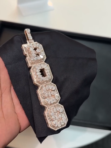 Colgante de Diamante de Laboratorio en Oro Rosa Personalizado BOSS, Corte Pera y Redondo, Micro Pavé, Estilo Hip Hop, Lujoso, Unisex, para Uso Diario - Product Image 2