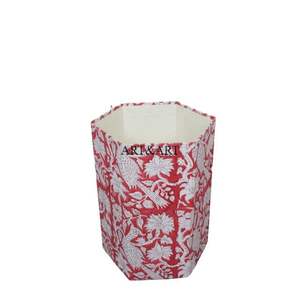 Cesto de basura decorativo de 5L con estampado en bloques y tapa de cartón para hoteles, regalo de inauguración de casa, cesto para basura. - Product Image 1