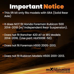 Kit di Sollevamento Completo da 2 Pollici per Honda Foreman 500 Rancher 420 TRX420 SRA 2014-2023, Sistemi di Sospensione e Ammortizzatori Tuning - Product Image 6