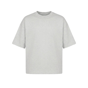เสื้อยืดคอกลมแขนสั้นทรงโอเวอร์ไซส์สีเทาล้วน ผ้าฝ้ายคุณภาพดีเยี่ยมสำหรับผู้ชาย สไตล์ลำลอง ผ้าเจอร์ซีย์ถัก ย้อมสีพื้น ทรงพอดีตัว พร้อมขายออนไลน์ - Product Image 1