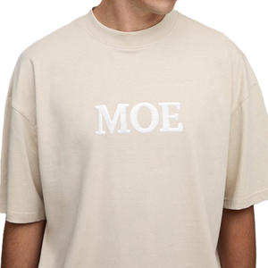 T-shirt en coton épais surdimensionné pour homme, logo imprimé en relief, streetwear, coupe décontractée, marque privée, production en gros OEM - Product Image 3