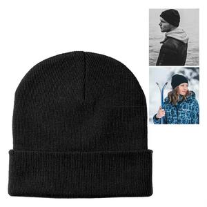 Gorros de punto jacquard personalizados con diseño de calavera, gorros de acrílico cálidos de color liso, gorros de punto con dobladillo para invierno, unisex - Product Image 2