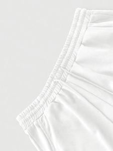 Ensemble de survêtement unisexe blanc à capuche, sweat-shirt et pantalon de jogging de couleur unie avec poches latérales, coupe décontractée ample - Product Image 5