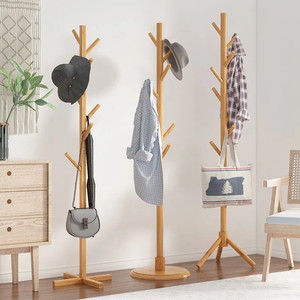 Multifunction Bamboo Coat Stand Tree Single Tier 8 Hooks Entryway Bedroom Kitchen Living Room Coat Racks <b>Space</b>-<b>Saving</b> <b>Hanger</b> - Product Image 2