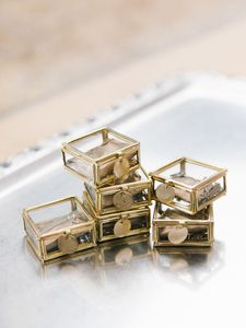 Wedding Gifts Crown Glass Box Square Glass Box With Metal Jewelry Box - Product Image 5