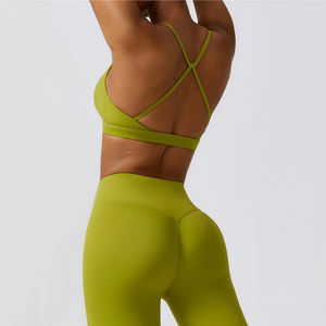 New Arrival 2026 Lightweight Women Sportswear Fitness Bra Workout Suit Backless Leggings Breathable Gym Solid Training Yoga Bra - Product Image 3