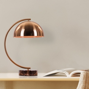 Modern Luxury Rose Gold Dome <b>Table</b> Lamp Marble Base Curved Metal <b>C</b> Shape Desk Light Art Deco Bedside Living Room Home Decor - Product Image 3