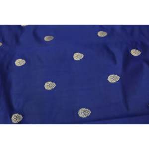 Royal Blue Embroidered Poly Brocade <b>Fabric</b> by the Yard-44 Inch Wide <b>Gold</b> Floral Design - Product Image 3
