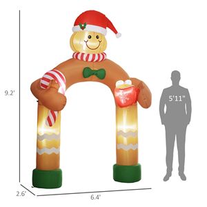 Arco Gonfiabile Natalizio a Forma di Omino di Pan di Zenzero da 2,7 m con Luci LED Bianche, Decorazioni Gonfiabili per Feste Esterne e Giardino - Product Image 3