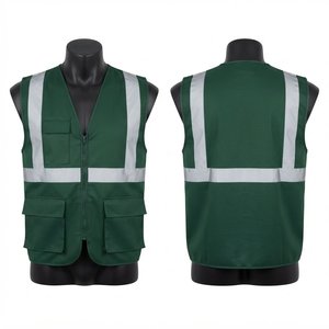 Chaleco de Trabajo Premium de Poliéster de 180 GSM, Paneles Reflectantes Verdes de Seguridad, Chaleco Utilitario Multibolsillos, Ropa de Trabajo con Logotipo Personalizado - Product Image 1
