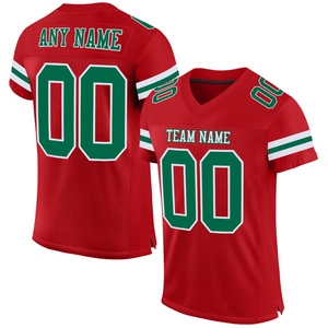 Wholsale Direct OMMIZ INDUSTRY Custom Black Green Gold-<b>Red</b> <b>Mesh</b> Authentic Throwback Football Jersey - Product Image 3