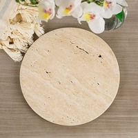 Plateau de vanité élégant en marbre travertin, résistant au lave-vaisselle, taille et forme personnalisables, pour cosmétiques, bijoux, rangement de salle de bain