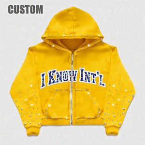 Sudaderas con Capucha Personalizadas con Logotipo Estampado, Unisex, Lavado Ácido, 400 GSM, 100% Algodón, Felpa, Corte Regular, Oversize, con Pedrería, ODM - Product Image 2