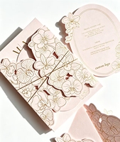 Cartes d'invitation de mariage et de fête de luxe personnalisées, double face, en bagasse écologique, découpées au laser avec dorure à chaud, logo personnalisé disponible, différentes tailles