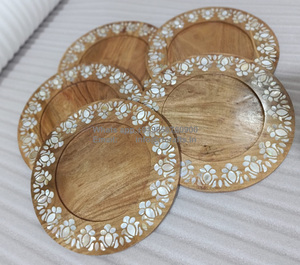 RFCrafts Plateau de service moderne en bois d'acacia avec nacre pour décorations de mariage et cadeaux de l'Aïd - Product Image 6