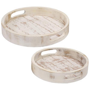 Bandeja de Servir Rectangular de Madera Refinada de Brownwood Handicrafts, Acabado Atemporal, Diseño Floral, Grado Comercial, Multifuncional - Product Image 1