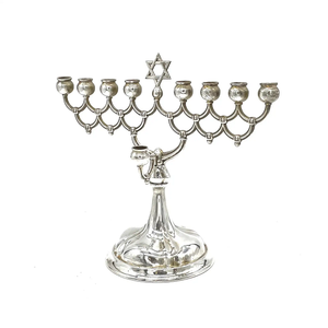 Bougeoir en métal Menorah 9 bras nickelé hanoukka porte-bougie en métal Menorah - Product Image 1