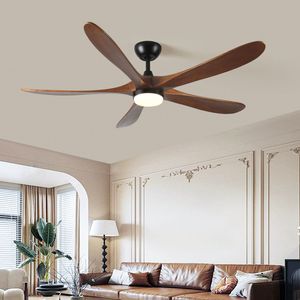 Ventilatore da Soffitto LED da 52 Pollici con Luce, Design a 5 Pale in Legno Massello - Product Image 3