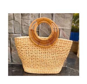 กระเป๋าถือผักตบชวาปักลวดลายส่วนตัวพร้อมหูจับหนังสำหรับเป็นของขวัญสำหรับผู้หญิงของที่ระลึกงานปาร์ตี้ริมชายหาดในช่วงฤดูร้อน - Product Image 3