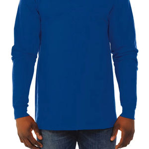 Polo décontracté à manches longues en coton bleu uni, coupe classique, pour t-shirt à manches longues, logo personnalisé, uniforme de travail, uni - Product Image 5