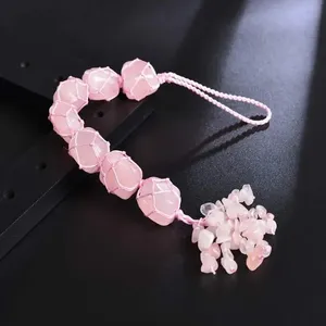 Colgante de Cuarzo Rosa para Coche, Amuleto de Cristal Genuino Pulido para Espejo Retrovisor, Venta al por Mayor - Product Image 4
