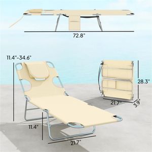 Juego de Dos Sillones de Exterior Color Beige, Silla para Tomar el Sol con Diseño de Chaise Longue - Product Image 6
