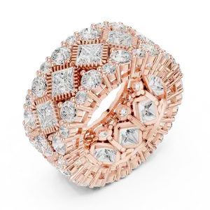 แหวนทองคำแท้ 18K ประดับเพชรทรงกลมแบบ Wide Lattice Princess ดีไซน์โดดเด่น เหมาะสำหรับทั้งชายและหญิง ใช้ในโอกาสพิเศษ เช่น งานแต่งงานหรือวันครบรอบ - Product Image 6