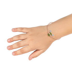 Fashion Rose Gold <b>Bee</b> Bracelet with Green Enamel and CZ Diamond Adjustable Chain Bracelet for Women - Product Image 4