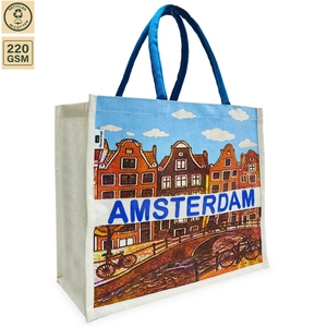 กระเป๋าผ้าแคนวาสเคลือบพิมพ์ลายสีเต็มรูปแบบ ขนาด 37x31x15 ซม. สำหรับเดินทาง ท่องเที่ยวชายหาด ของที่ระลึก ช้อปปิ้ง รับผลิตแบบ OEM ODM ขายส่ง - Product Image 1