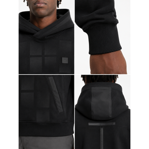 Sweat à capuche noir premium pour homme en coton biologique 430 GSM, style streetwear technique, coupe oversize XXS, couleur unie, écologique - Product Image 4