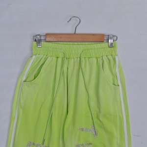Neon Green Unisex Harem Pants Casual <b>Elastic</b> Waist Loose Fit Full Length Solid Color Knitted Cargo Pants Pockets Autumn <b>Lace</b> - Product Image 5