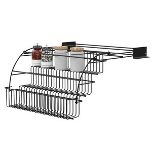 Estante de Especias Negro para Montar en la Pared, Organizador de Cocina, Estante de Almacenamiento de Metal, Decoración Moderna para Cocina, Ahorro de Espacio, Porta Especias de la India - Product Image 1