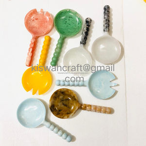 ชุดช้อนส้อมสลัดอะคริลิก/เรซิ่น ปลอดภัยสำหรับเครื่องล้างจาน ดีไซน์หรูหรา เป็นมิตรกับสิ่งแวดล้อม ด้ามจับสีมัสตาร์ด งานฝีมือคิสวะ - Product Image 2