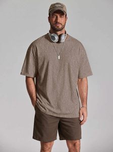 Camiseta Casual Oversize para Hombre, Silueta Holgada, Algodón Premium, Manga Corta, Cuello Redondo, Hombros Caídos, Estilo Urbano de Verano, Acabado Ácido - Product Image 2