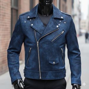 Chaqueta de invierno de cuero genuino con pelo, estilo audaz, de piel de vaca resistente para hombre - Product Image 2