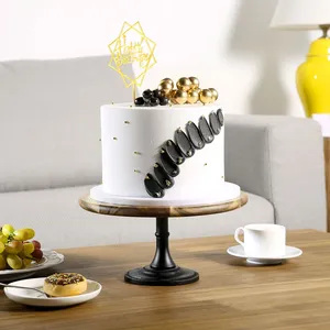Decorative Handmade Iron Cake <b>Tray</b> Stand for Home Kitchen DecorationRound Handmade Metal Cake Platter with Black Metal Base - Product Image 4