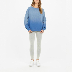 Conjunto de Sudadera con Capucha Azul Ecológica para Mujer, Corte Regular, y Leggings Gris Claro, Ropa Casual de Otoño, 100% Algodón, 2 en 1 - Product Image 5