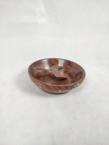 Bol à salade japonais antique en bambou naturel avec cuillère en céramique, vente en gros depuis l'Inde pour les fêtes - Product Image 3