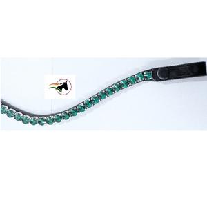 Diadema de lujo con cristales Rivoli de 10 mm y diseño de cabeza de caballo, con botón de liberación rápida y cuero genuino. - Product Image 1