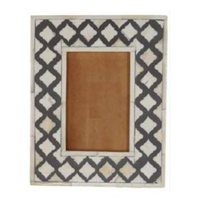 Rectangular Chevron Pattern White & Gray <b>Photo</b> <b>Frame</b> in Bone & MDF <b>Frame</b> Handmade Home Decor Accessories & Gift Ideas from India - Product Image 3