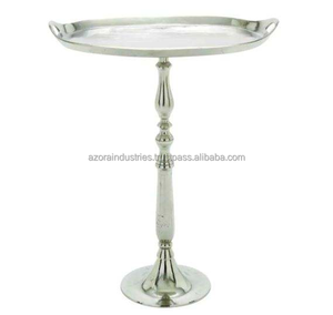 Azora Industries Arrivée Table d'appoint de luxe en fonte d'aluminium Table ronde avec plateau design chic Table d'appoint de lit en argent pour la vie - Product Image 3