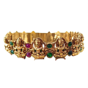 Antique Style Temple Patterned Gold Plated <b>Copper</b> <b>Bangles</b> with Zircon - Product Image 2