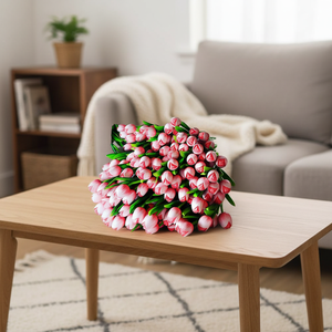 Tulipán Musical Hecho a Mano de Madera de Acacia, Decoración para el Hogar, Estilo ROMÁNTICO, Técnica Pulida, 37cm de Largo, Ligero, Regalo Tailandés - Product Image 3