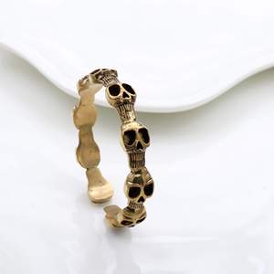 Brazalete de esqueleto chapado en oro antiguo, estilo punk, unisex, de aleación, a la moda - Product Image 4